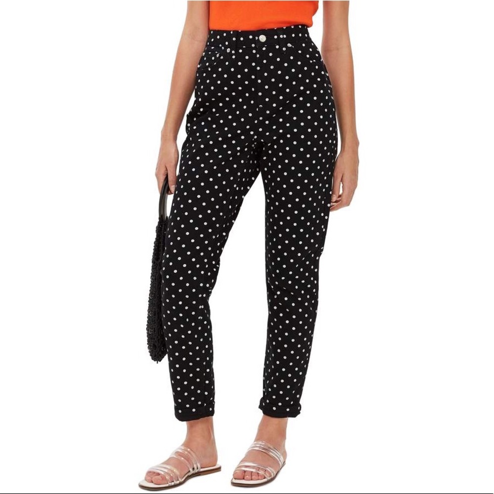 Topshop Moto Mom Polka Dot Jeans